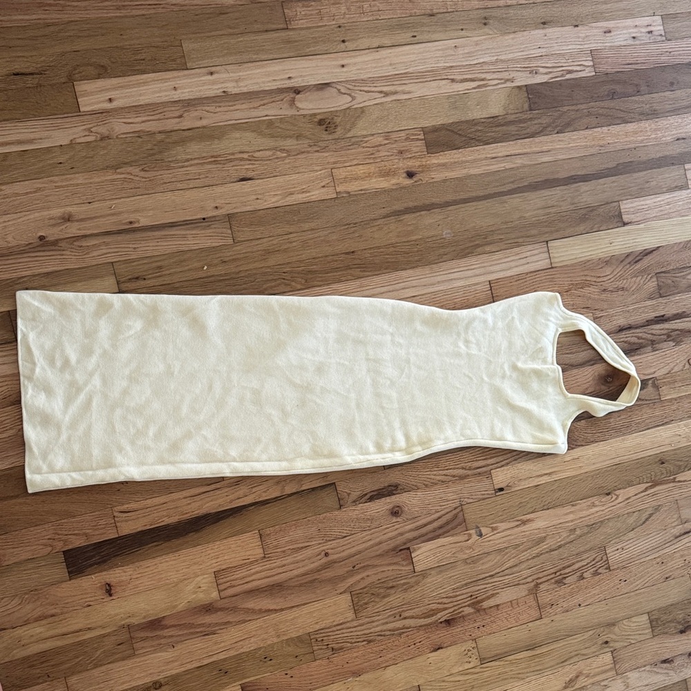 Zara Halter Midi Dres in Butter Yellow